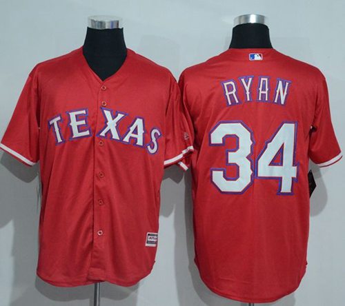 Rangers #34 Nolan Ryan Red New Cool Base Stitched MLB Jersey - Click Image to Close